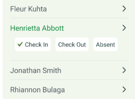 Campium camp attendance tracking software check-in view