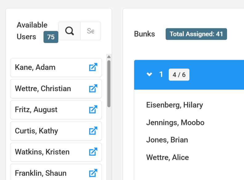 Campium bunk assignment software for summer camps