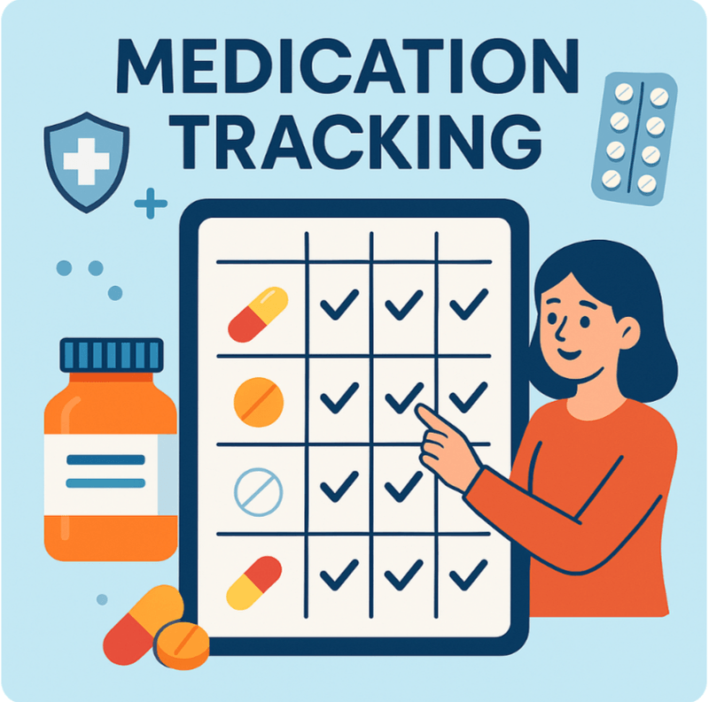 Campium camp medication tracking log and administration record