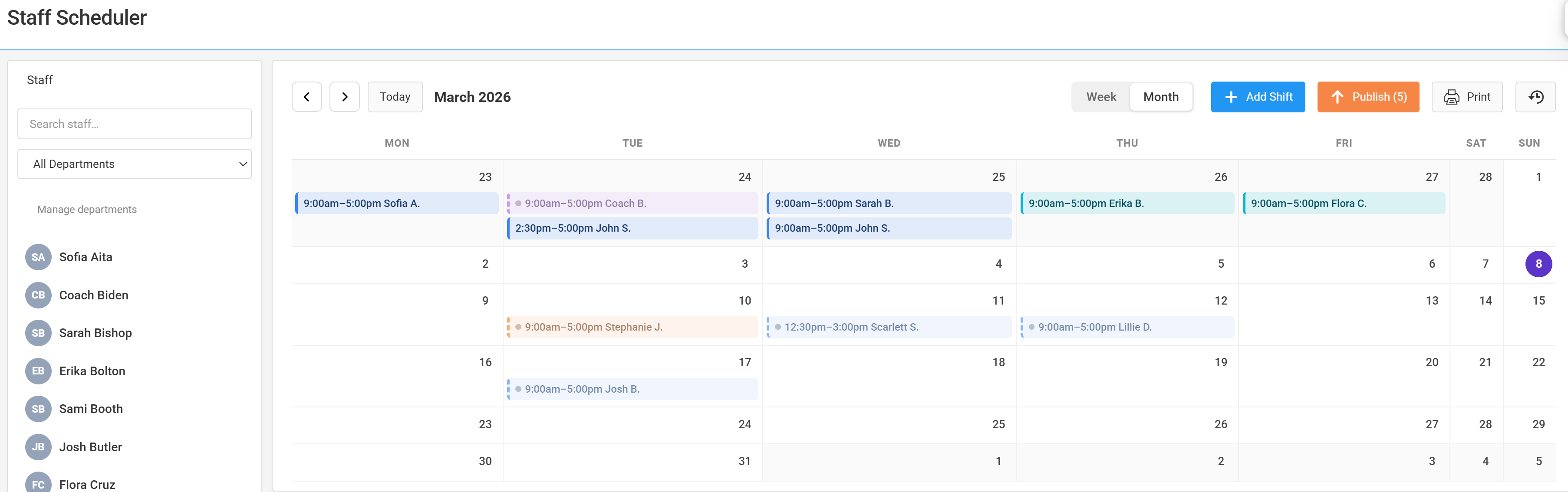 Staff Scheduler - Plan shifts with ease
